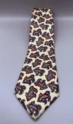 Corbata amarilla vintage con estampado de cachemira Kuppeheimer para hombre 100 % seda hecha en Italia Foto 1 de 4