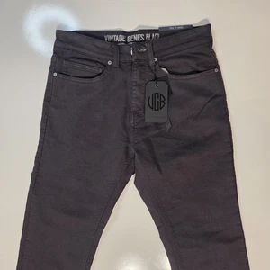 Vintage Genes schwarz Slim Fit French Terry Denim Hose grau Neu mit Etikett - Bild 1 von 7