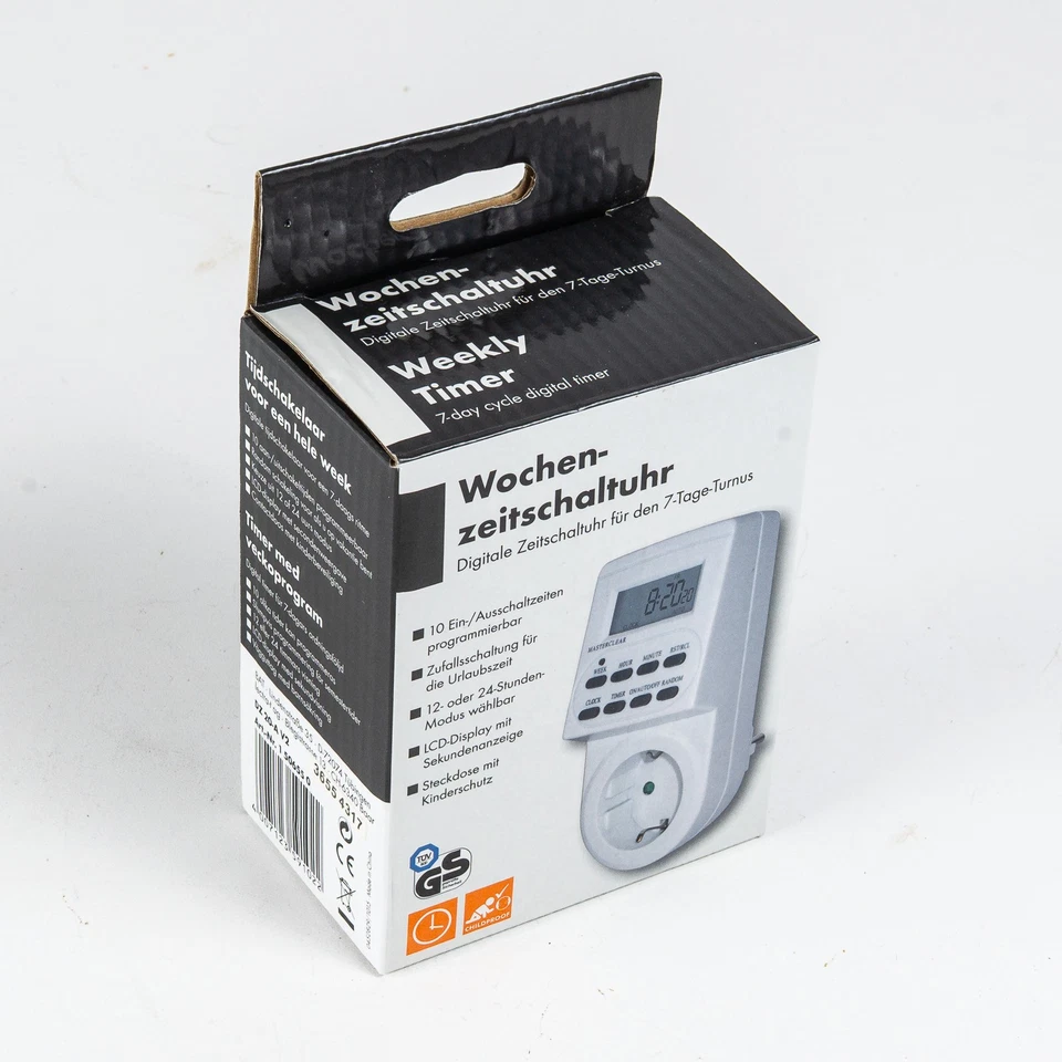 Zeitschaltuhr Digital, Timer Steckdose, Wochenprogramm IP20 - Bild 1 von 1