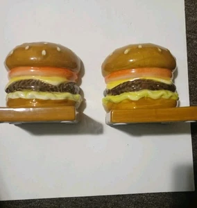 Cheeseburger figürliche Keramik Buchstützen. Vintage. - Bild 1 von 8