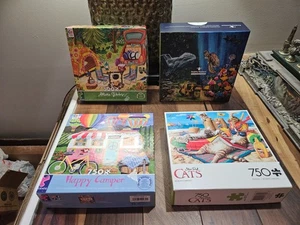 Mixed Lot of 4 Puzzles 2 Ceaco 500 & 750 Pieces, Buffalo 750 Piece & Keality Ken - Picture 1 of 4
