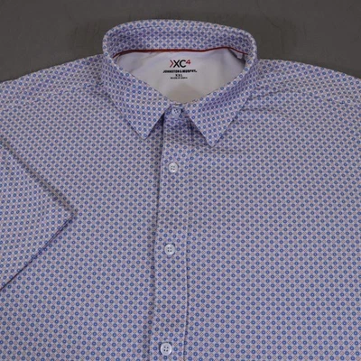 Johnston & Murphy XC4 Shirt Mens 2XL Geometric Short Sleeve Button Up Stretch - Image 1 of 4