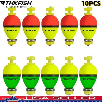 THKFISH 10Pcs Fishing Bobbers, Weighted Fishing Bobbers Foam snap-on Fishing Bobbers
