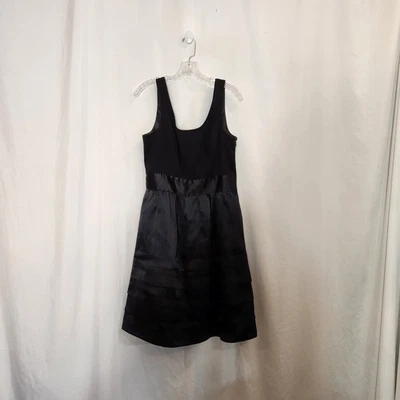 WHBM 黑色丝绸塔夫绸分层礼服奇思格哥特女巫 LBD 婚礼 10 码 — 第 1/4 张图片