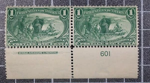 Scott 285 - 1 Cent Trans-Mississippi - OG MH - Imprint Plate # Pair - SCV - $65 - Picture 1 of 2