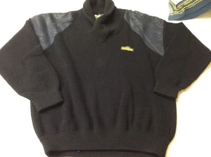 Mens Vintage (1980's) GOMENA 100% Black/Deep Navy Wool Knit Sweater - Sz L - Picture 1 of 8