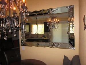 ANTIQUE, ELEGANT, HUGE ART-DECO WALL MIRROR~64 1/2" L X 42 1/2 W~EXCELLENT COND! - Picture 1 of 11