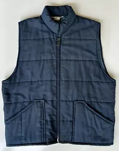 VTG 60s 70s Tom Cat Nine Lives Vest Blue Full Zip Made In USA Size L Longley EUC - Picture 1 of 10