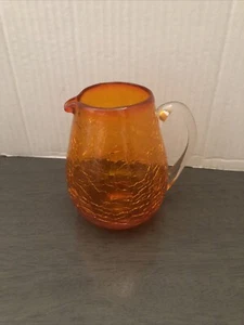 Vintage Mini Crackle Glass Pitcher Amberina 1949-69 3 & 1/2" Hand Blown W/Pontil - Picture 1 of 4