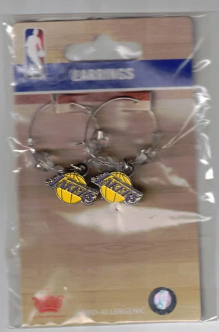 Los Angeles Lakers Hoop Beaded Earrings NEW Cover