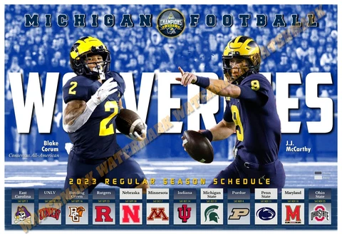 MICHIGAN WOLVERINES 2023 FOOTBALL SCHEDULE 19”x13” COMMEMORATIVE POSTER Cover