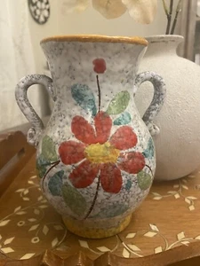 Vintage italienische Knospe Vase Krug 1950er MCM Textur Floral Lava Glasur 6" Volkskunst - Bild 1 von 6