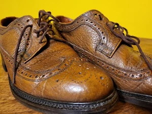 Vintage Dack's Brown Bison Longwing Bond Street Men's Dress Shoes 8D Brogues - Picture 1 of 10