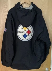 Pittsburgh Steelers Jacket XL Starter NFL Vintage Pro Line Full Zip Hood - Picture 1 of 23