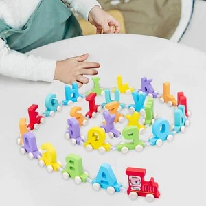 Wooden Train Set Color Perception Alphabets for Kids Girls Boys Holiday Gift - Picture 1 of 5