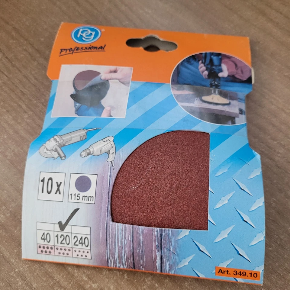 PG ART.349.10 CONF.10 FOGLI DISCHI ABRASIVI 115MM 120 RESINATA VELCRO - Immagine 1 di 1
