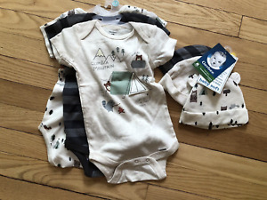 gerber onzie and hat lot 0-6 months and 6-9 month new baby boy baby shower gift