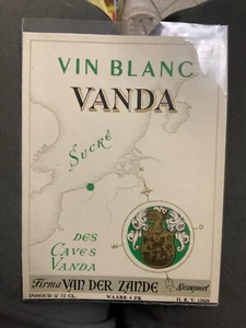 Circa 1950's Vin Blanc Vanda French  Label New old stock - Picture 1 of 1