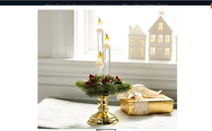 Valerie Parr Hill Glitter Candle Trio on Pedestal Gold - Picture 1 of 1
