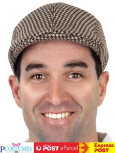 Newsboy Gatsby Cap Tweed Herringbone Cabbie Flat Hat Golf Driving Beret - Picture 1 of 1
