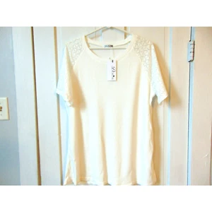NWT White Waffle Top By DoRose Size 2Xl. Soft and Cozy. Short Sleeves. New Cond - Imagen 1 de 7