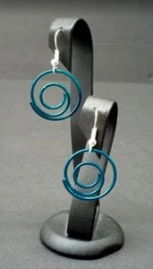 Fashion Blue Colored Round Single Swirled Spiral dangle fishhook earrings - Picture 1 of 1