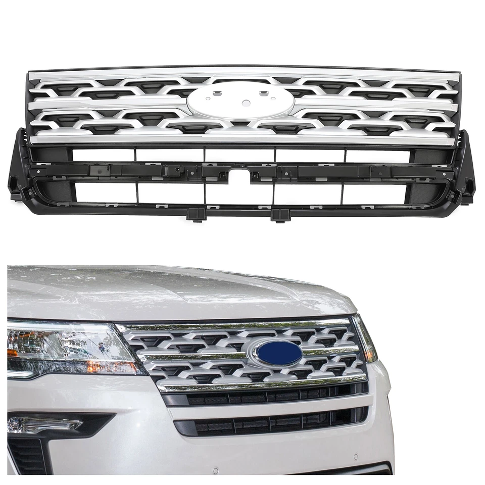 Parrilla superior del parachoques delantero ABS con cromo para Ford Explorer XLT 2018 2019 Foto 1 de 4