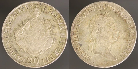 1833B Hungary 20 Krajczar KM# 415.3 Cover