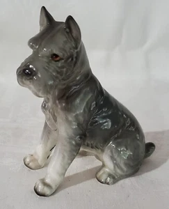 Vintage Schnauzer Dog Sitting Porcelain Figurine 4” Gray Figure - Picture 1 of 9