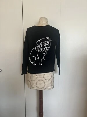 Nuevo Top Zara Niñas Negro Con Bordado Pug Talla 10 Foto 1 de 4
