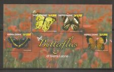 Sierra Leone SC # 3030a-d Butterflies Of Sierra Leone . Miniature Sheet. MNH