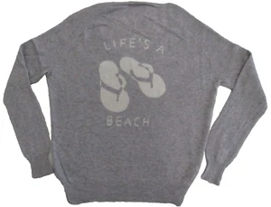360 SWEATER GRAY CASHMERE LIFE'S A BEACH CROPPED TOP SWEATER size L - Picture 1 of 8