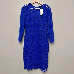 NWT J Crew Collection Lace Overlay Long Sleeve Blue Dress Size 8 - Picture 1 of 10