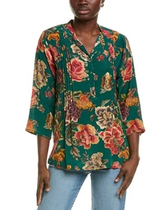 Johnny Was Siye Silk Blouse Women's Green Xs - Picture 1 of 3