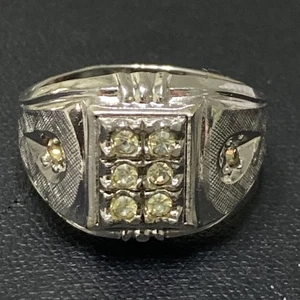 Vintage Rhinestone 18k HGE Heavy Gold Electroplate Ring Size 10 Men’s Chunky S-1 - Picture 1 of 8