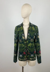 IVKO Green Jacquard Knit Wool Floral Print Button Up Cardigan Sweater Size XL - Picture 1 of 22