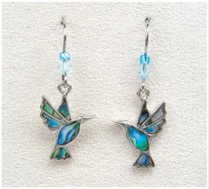 Pendientes de abulón de perlas silvestres colibrí - Imagen 1 de 1