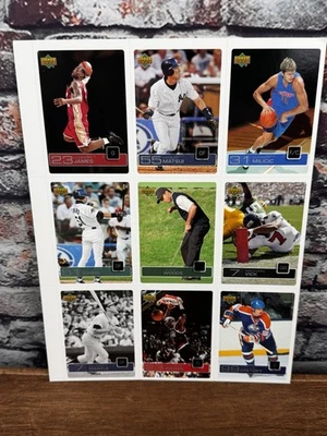 UNCUT Sheet of 2003 Upper Deck Sport Trading Cards Lebron Tiger Gretzky Jordan - Image 1 of 4