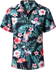 Camicia Hawaiana Uomo Funky Camicia Manica Corta Estive Camicia a Fiori Regular - Foto 1 di 12