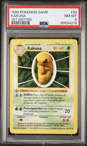 1999 First 1st Edition Kakuna #33/102 Shadowless Pokemon Game Base Set PSA 8 - Picture 1 of 2
