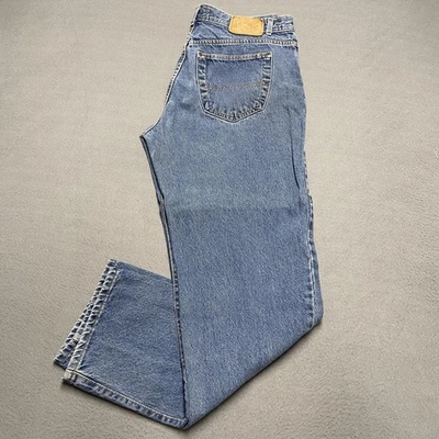 复古结构牛仔裤男式 36x34 蓝色牛仔直筒美国制造 90 年代 — 第 1/4 张图片