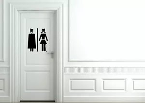 Batman und Katze Frau Superheld Haus Toilette Held Wandbild Aufkleber Vinyl Aufkleber - Bild 1 von 5