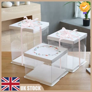 Large Clear PVC Gift Boxes Cake Candy Packaging Transparent Boxes Wedding Decor - Picture 1 of 42