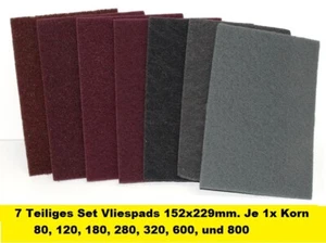 Schleifvliespads Mix 7teilig Korn 080-800 Handpads Schleifvlies 152x229mm Profi - Picture 1 of 3