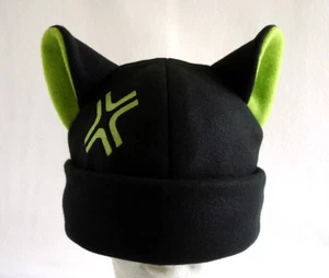 ANGRY kitty CAT ear HAT beanie BLACK& GREEN anime cosplay Easter HALLOWEEN - Picture 1 of 4