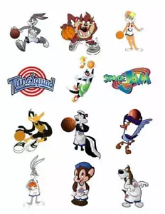 Space Jam essbare Bildaufleger. Essbare runde vorgeschnittene Aufkleber. Essbare Drucke. - Bild 1 von 3