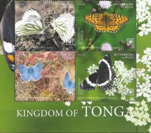 Tonga 2020 - Butterflies of the World, Part 2 - Bottom of Sheet - MNH - Picture 1 of 1