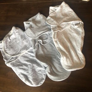 Aden + Anais 0-3 Month Lot Of 3 Cotton Easy Swaddle Baby Sleep Sack Wrap Grey - Picture 1 of 5