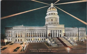 Kuba Habana, Havanna Kapitol Gebäude bei Nacht Vintage Postkarte C177 - Bild 1 von 2