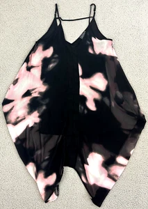 ASTR Dress Womens Medium Butterfly Hem Ice Dye Tie Dye Black Contrast Strappy - Picture 1 of 19